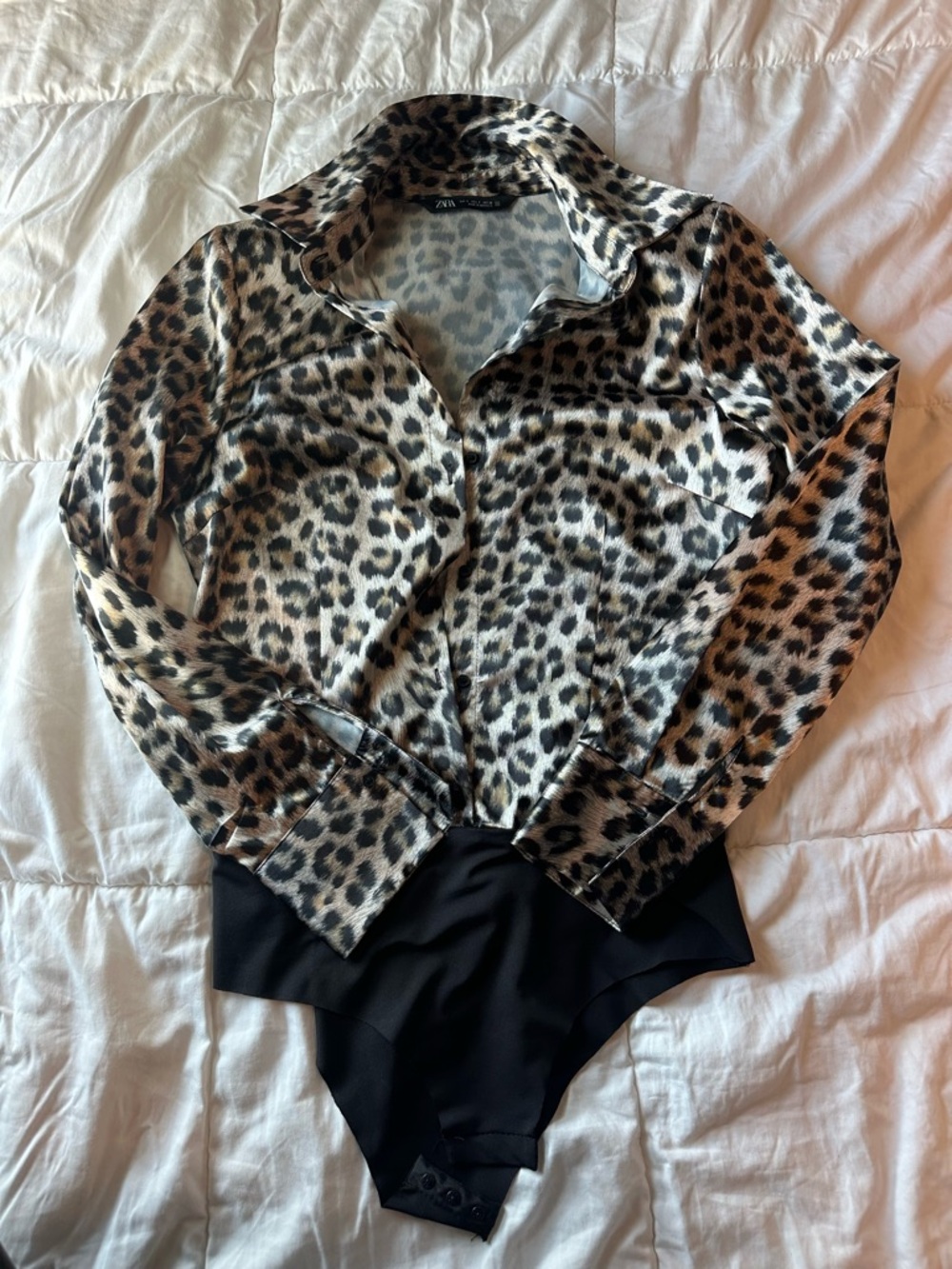Zara Leopard Print Satin Bodysuit